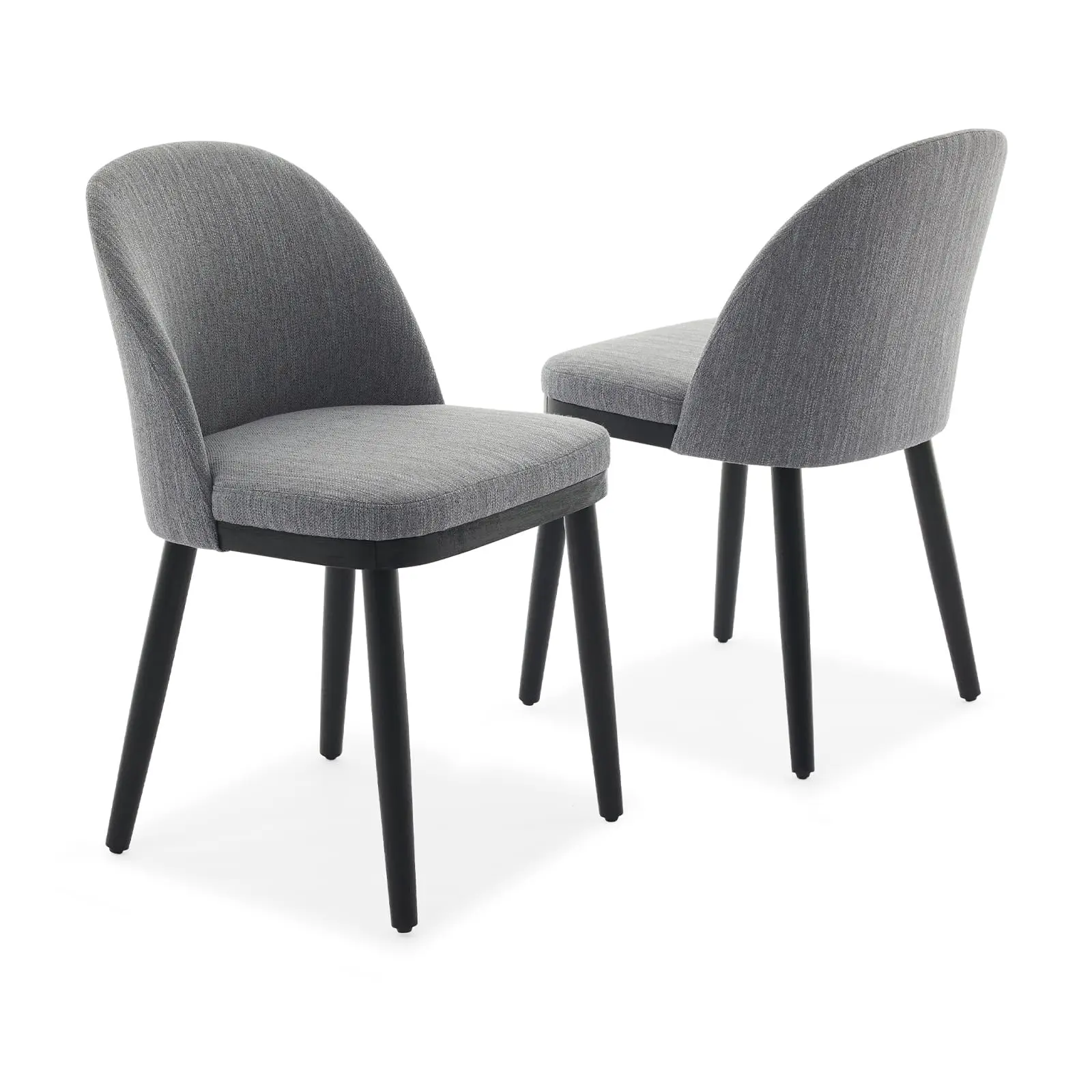 Garvee Set of 6 Modern Upholstered Dining Chairs with Curved Backrest, Thick Cushion, Linen Fabric, and Wood Legs – Comfortable, Sturdy, Easy to Assemble – Ideal for Kitchen, Café, or Office Use