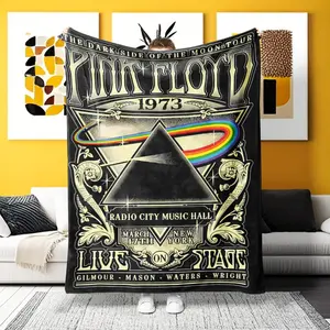 A Multi - Purpose Retro Pink Floyd "The Dark Side of the Moon" Tour Flannel Blanket – Ultra - soft for home, camping, office. Perfect for rock fans who adore iconic 1973 tour - themed designs and cozy luxury.