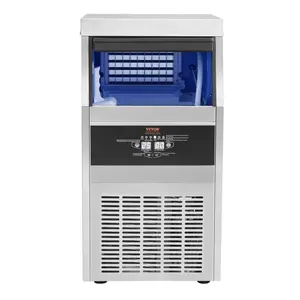 110V Commercial Ice Maker 80-90LBS/24H with 33LBS Bin Full Heavy Duty Stainless Steel Construction, Automatic Operation, Clear Cube for Home Bar, Include Water Scoop, Connection Hose