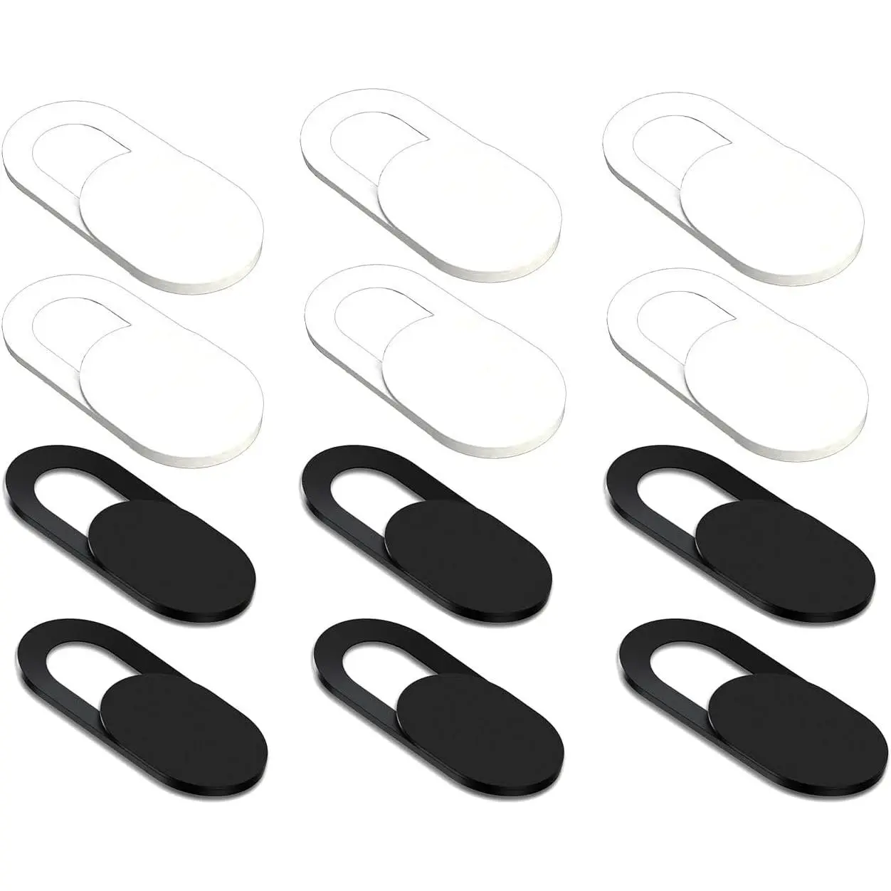 12 Pack Webcam Cover Ultra Slim | Privacy Protection for Laptop, MacBook Pro, iMac & Smartphone | Strong Adhesive 6 White 6 Black