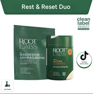 Root Labs Alpha + Liposomal Magnesium Ashwagandha Gummies Bundle | Day & Night Wellness Stack | 4000mg Shilajit with ShilAbsorb® + Liposomal Beadlet Technology | Energy, Deep Sleep & Recovery | 60+60 Gummies