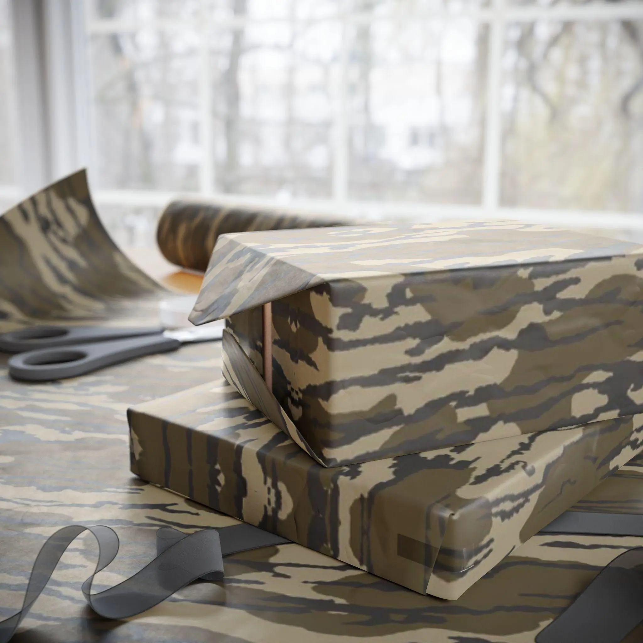 [Sale Up To 30%] Bottomland Camo Wrapping Paper, Rustic Hunting Gift Wrap, Birthday Gift for Men, Premium Gift Wrapping Paper Roll