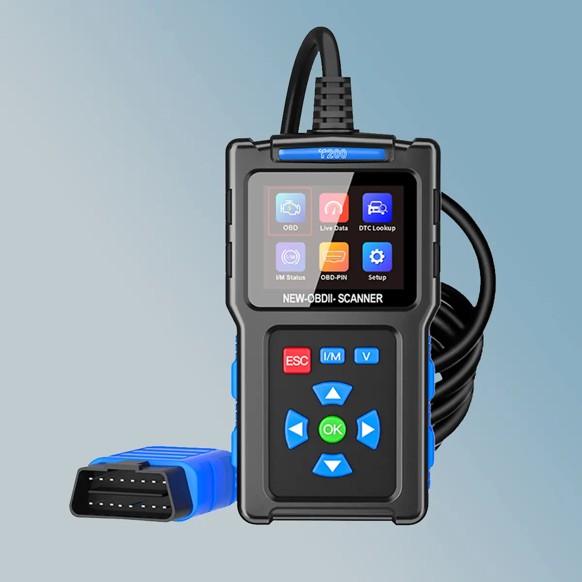 2025 New Powerful OBD T200 Silicone Code Reader Diagnostic Tool - 2.4-Inch Display, Full OBD2 Features, Modes 6&8, ABS Reset Function, French&English Support, -20°C to 60°C, for DIY Car Owners, Compatible with OBDII/EOBD Vehicles