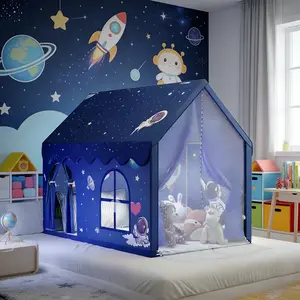 Jumbo Kids Play Tent | Fairy Tale Castle | Windows Curtains Carry Bag | Sturdy Steel Frame | Portable Outdoor Playhouse | Early Learning & Party Decor | Halloween Christmas Birthday Gift | No Accessories