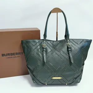 Pre-owned BURBERRY Calfskin Shoulder Bags Salisbury Perforated Medium Green CPU0629
