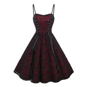 Directional Development Lace Color-Blocking Eyelet Strap Dress