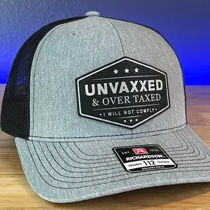 UNVAXXED & OVER TAXED Leather Patch Hat BLK/SILVER
