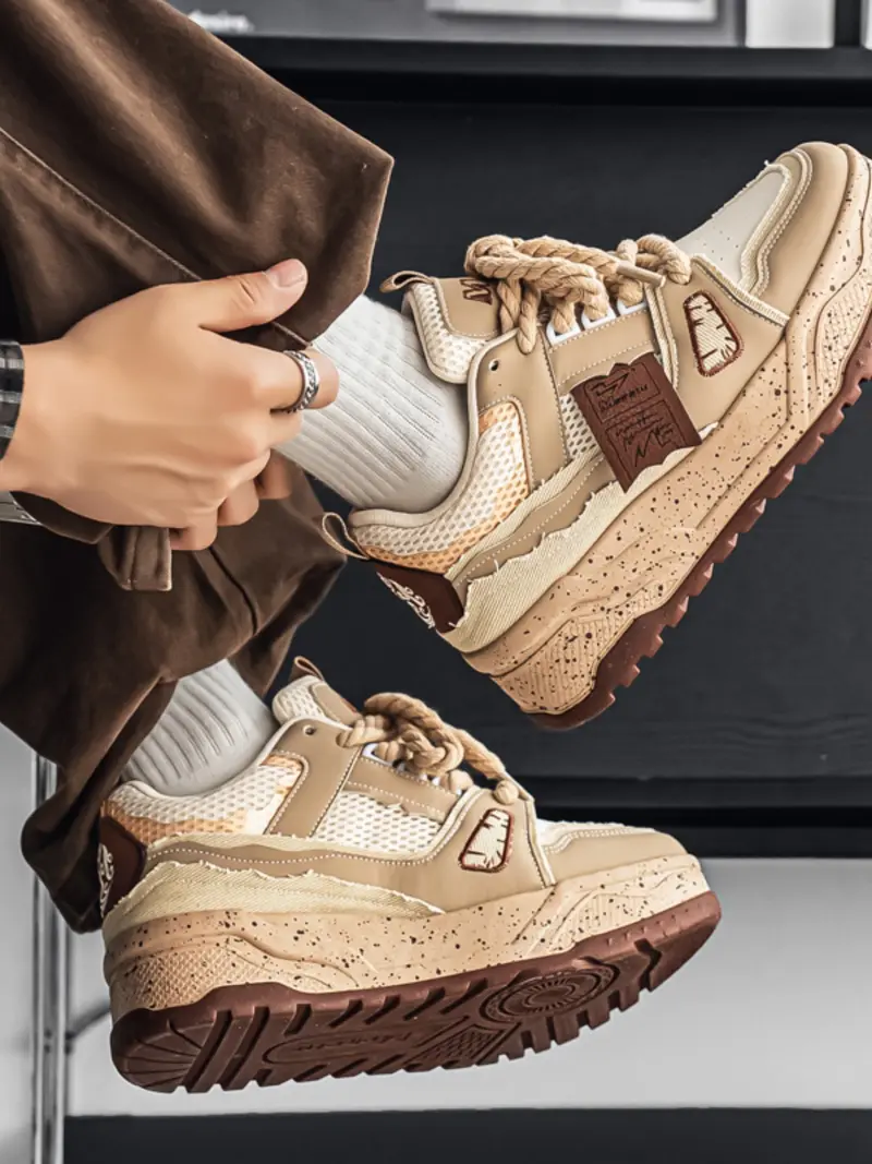 Skoit Akollo Shoes New Fashion Sneakers Size 44 EU Men 10.5 Woven Chunky Beige SVNKE Men main image 2