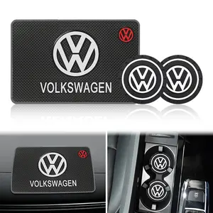 Thick Rubber Car Cup Holder Pad Set, Anti-Slip Mat, 1/2/3pcs, Fits Volkswagen Vw Gti Golf 5 6 7 Mk4 Mk5 Mk6 Polo Passat B5 B6 B7, Car Accessories