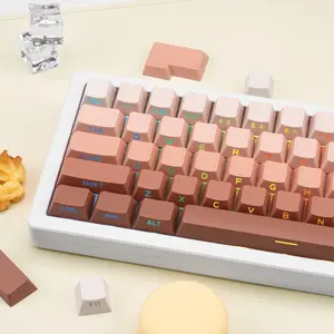 COOMICKEY Blush Pink Translucent PBT Dye-Sub Keycaps Set - 136-Key Side-Engraved, Cherry Profile for Cherry MX/Gateron Mechanical Keyboards