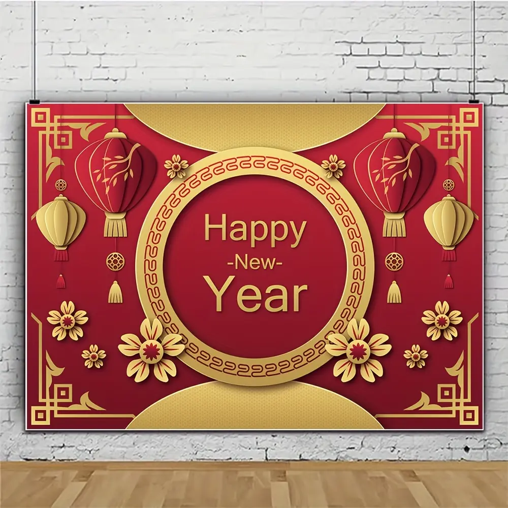 Chinese Style New Year Theme Backdrop Cloth, Photo Backdrop, Party Supplies, Shooting Background, New Year Flag, Home Decor, Room Decor, Indoor Outdoor Decor, Wall Hanging Photo, Vinyl Material More Clear Smooth