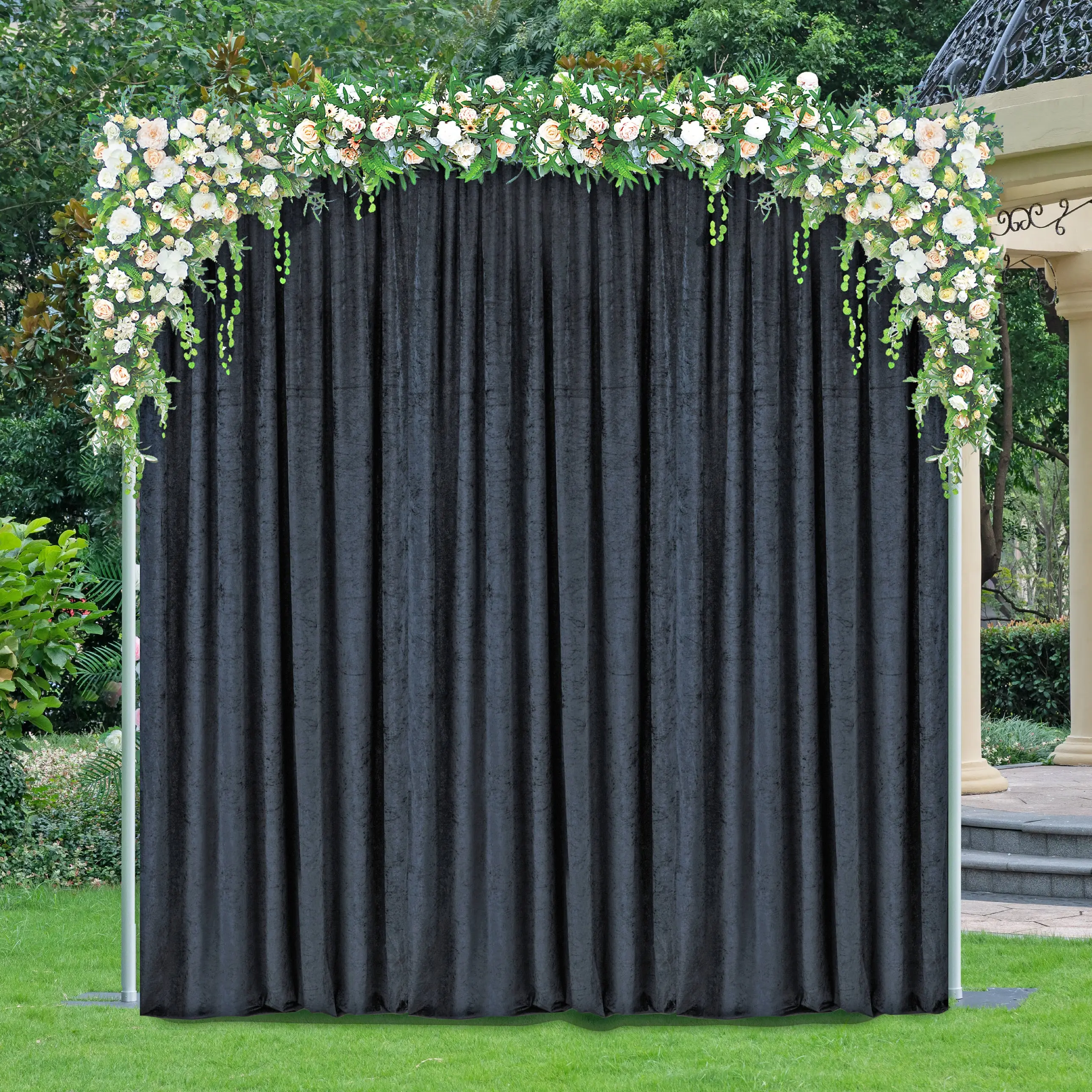 14 ft x 57" Ice Crushed Velvet (200 GSM) Event Backdrop Curtain Drape Panel - Black (1pc)
