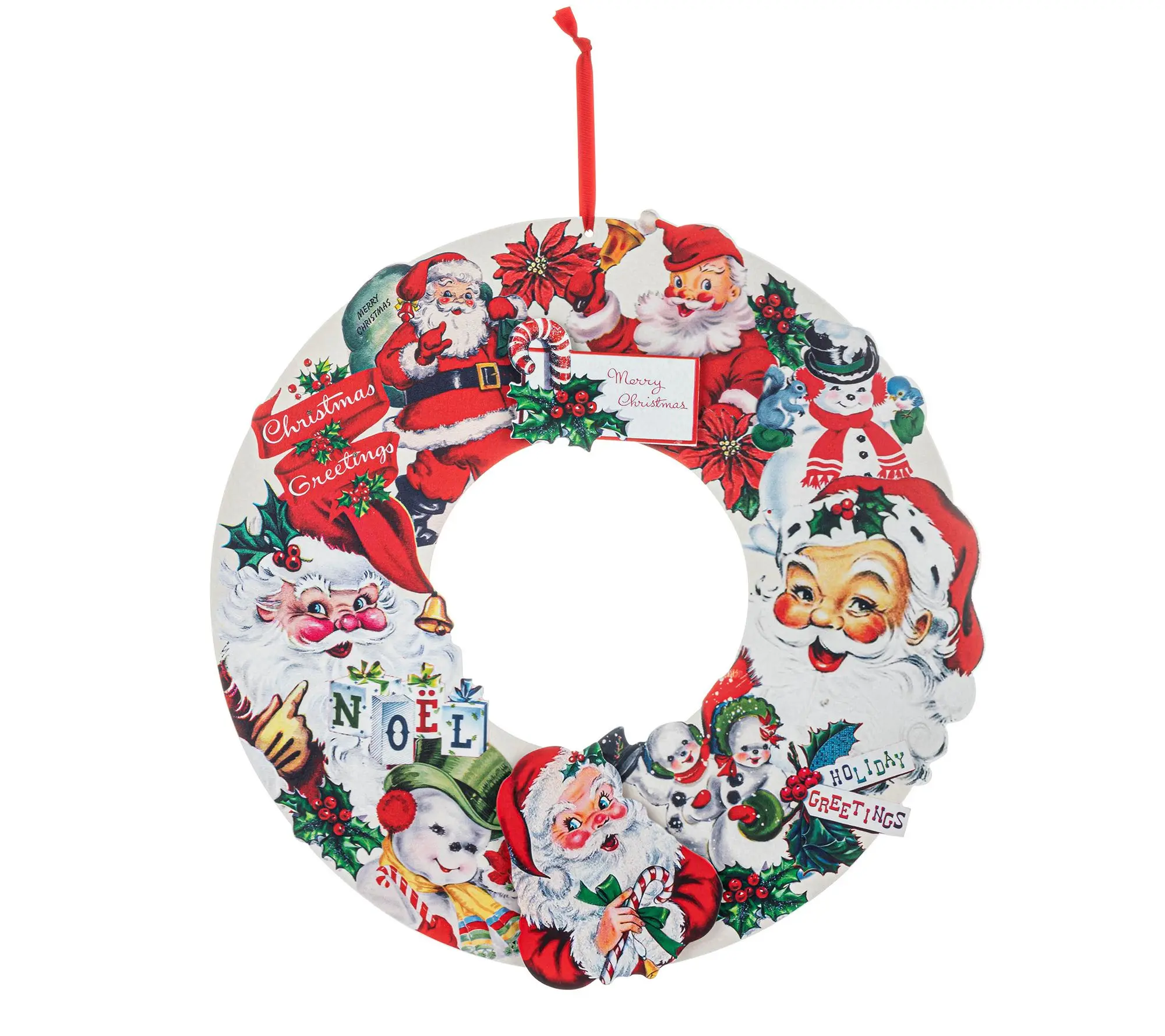 Mr. Christmas 18" Wooden Wreath - Vintage Santa  Claus