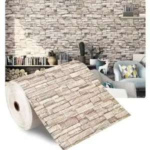 70cmx1/5/10m 3D Antique Foam Brick Wallpaper Self-adhesive Waterproof Wall Sticker for Living Room & Bedroom Decor