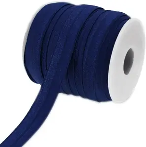 25 Yards Colorful 5/8'' Fold Over Elastic FOE Headband  Hairbow Soft Foldover Elastic Binding Webbing Tape Craft Sewing (Navy)
