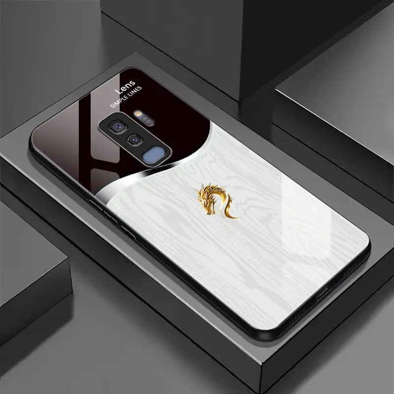 Suitable for [Galaxy S9+] Personality simple split dragon pattern creative business high-end anti-drop glass mobile phone case affordable anti-drop anti-fingerprint-888