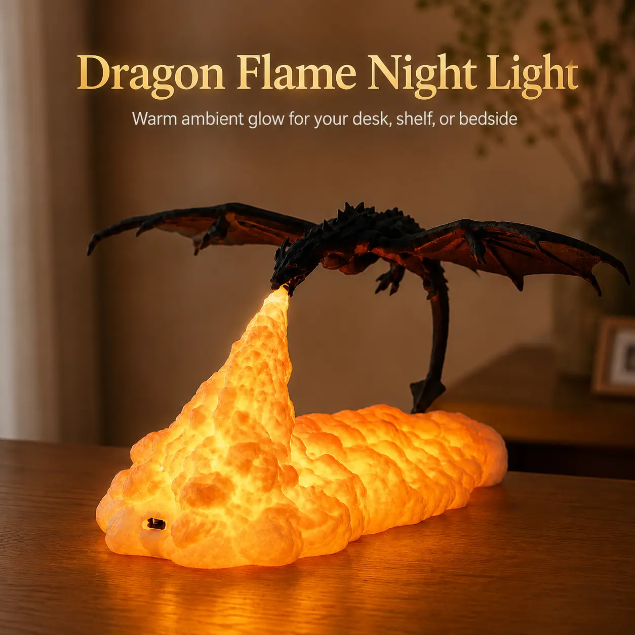 Dragon Flame Book Nook with Light I 3D PrintedMystical Dragon Bookshelf Decor I Bookend forBook Lovers I Fantasy Desk Decor Gift