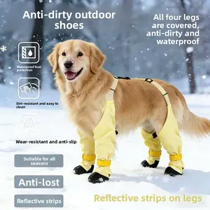 Waterproof Non-Slip Dog Boots for Medium Large Dogs, Winter Warm Paw Protectors, Soft Sole Anti-Slip Dog Shoes, Wear Resistant Outdoor Dog Leg Socks
