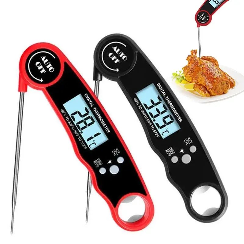 Digital Instant Read Meat Thermometer, 1 Count Auto-rotating Backlit Display Meat Thermometer, Kitchen Thermometer for Grill & Cooking