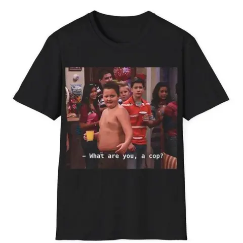 Menswear Men's 100% Cotton Round Neck Short-Sleeve T-Shirt - Gibby "What Are You A Cop" Meme Shirt, Unisex Stretchy Sweat-Wicking Casual Stylish Top, Golf Gift for Adults, Tshirt