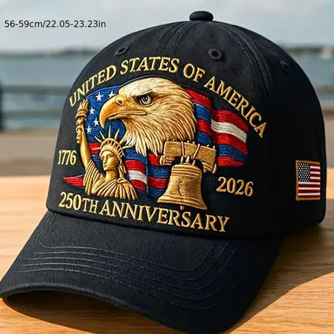 250th Anniversary Commemorative Unisex Polyester-Satin Baseball Cap - Polyester Fabric, 1 Size, UV Prevention, All-Season Sun Protection, Easy Gifting, Ideal for Outdoor Sports & Everyday Wear