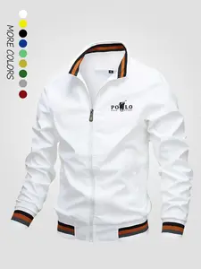 Men's Lightweight Jacket Spring Fall Thin Casual Outerwear, Zipper Pocket Golf Jacket, Fashion Outdoor Windproof Coat