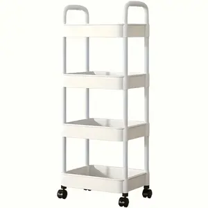 Rolling Storage Cart - All-Terrain Wheel Mobile Organizer with Compact Space-Saving Design. Sturdy Plastic Construction for Home, Office and Warehouse. Easy Assembly Required, Multi-Tier Shelving, Durable Structure for Home Storage.