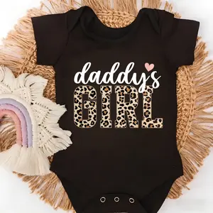 Baby Bodysuit Daddy's Girl Leopard Print 100% Pure Cotton Non-Irritating Snap Closure Breathable Perfect For Gifting & Everyday
