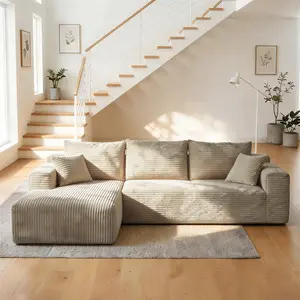 106'' Cloud Modular Sectional Sofa, Boneless Couch, Modern L-Shaped Couch for Living Room with Deep Seating, No Assembly Needed, Ultra-Soft Plush Corduroy Upholstery