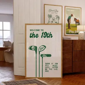 Retro Golf Poster, 19th Hole Vintage Typography Print, Classic Golf Wall Art