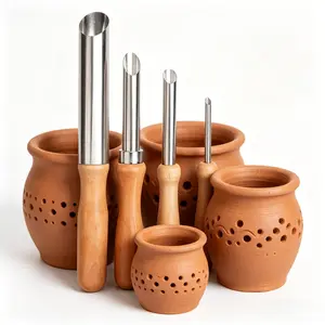 4-piece clay tool set, stainless steel round hole punching die, DIY sculpture tool, soft clay set, teapot spout/flowerpot drill, pottery making tool, professional ceramic tool