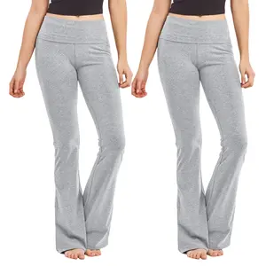 2 Pack Women’s Yoga Pants Cotton Flare Bootcut High Waist Tummy Control Soft Leggings Cozy Stretch Breathable Workout Womenswear Activewear