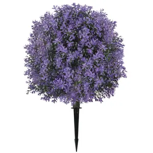 SUNNYGLADE 25.5" Set of 2 Artificial Lilac Flowers Tree, Faux Lilac Shrub Bushes with Ground Spike, UV Resistant Fake Delphinium Antirrhinum for Indoor, Garden, Yard, Porch, Patio Decor Lifelike Plant trader joe's plastic