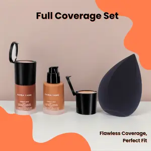RAISSA YAME Full Coverage Foundation & Concealer Set with Large Sponge Applicator for Flawless Makeup Application Ideal for Complete Coverage and Versatile Use