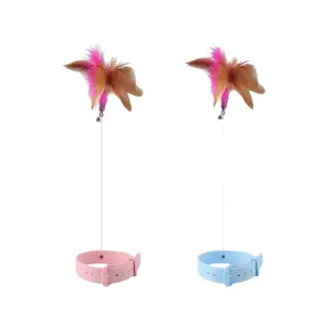 Head-mounted Cat Teaser Wand with Adjustable Wrist Strap for Interactive Play