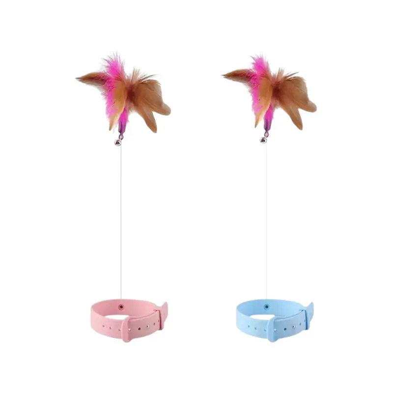 Cat Head-Mounted Teaser Wand, Adjustable Wrist Strap, Interactive Cat Toy for Play Stimulation