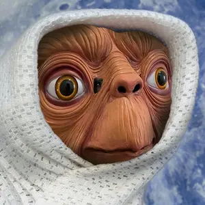 Realistic ET Alien Latex Mask Halloween Carnival Party Movie E.T. the Extra-Terrestrial Cosplay Creepy E.T. Alien Full Head Mask