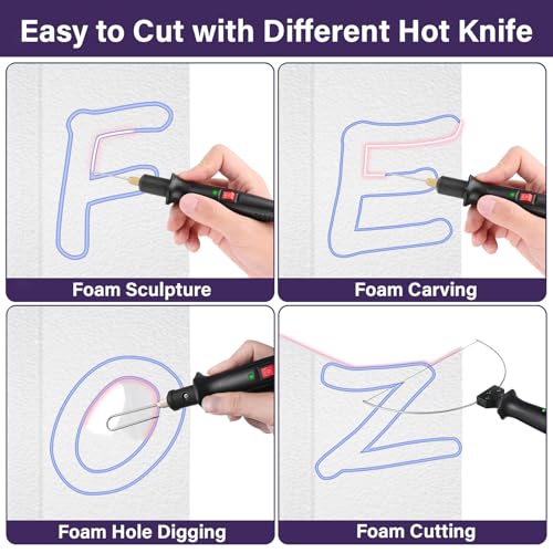 GOCHANGE 4 in 1 Foam Cutter,  Electric Cutting Machine Pen Tools Kit, 100-240V /18W Styrofoam Cutting Pen with Electronic Voltage Transformer Adaptor For Foam Cutting, Holes Digging, Details Handling