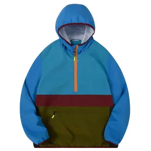 Men's Pullover Windproof Jacket Lightweight Windbreaker with Hood Outdoor Hiking Travel Coat