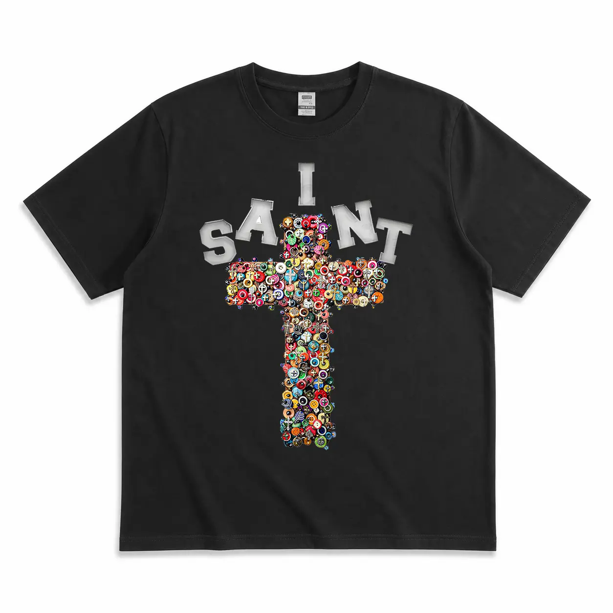 Men's Vintage Graphic T-Shirt Saint Cross Print Y2K Retro Casual Short Sleeve Tee