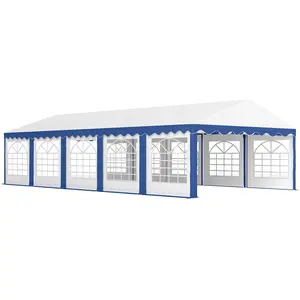 Outsunny 16.5' x 33' Party Tent, Heavy Duty Large Outdoor Canopy Tent Shelter with Removable Sidewalls, 10 Windows and 2 Doors, Tents for Parties, Wedding, Events, BBQ Grill, White