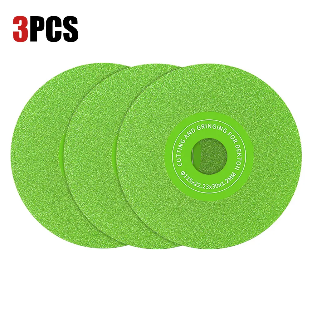 3PCS 4.5" Ultra-Thin Diamond Cutting Discs for Porcelain, Glass, Ceramic Tile - Heat-Resistant Blade for Precision Grinding