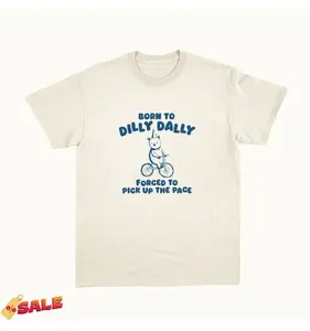 Born To Dilly Dally Forced To Pick Up The Pace Graphic Sand T-Shirt, Funny Bear Riding A Bike Retro T-Shirt, Cool Gift For Friends - Unisex T Shirt