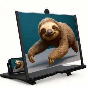 12" Mobile Phone Screen Magnifier – 3D HD Phone Screen Amplifier for Movies & Videos | Foldable Portable Phone Stand for All Smartphones (Black)