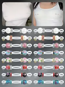 1pair Cute Glass Nipple Cuff For Women For Daily Decoration, Fake Nipple Piercing Jewelry Colored Glass Adjustable Fake Nipple Rings Clip On The Nipple Non Piercing Nipple Jewelry Wearable Jewelry