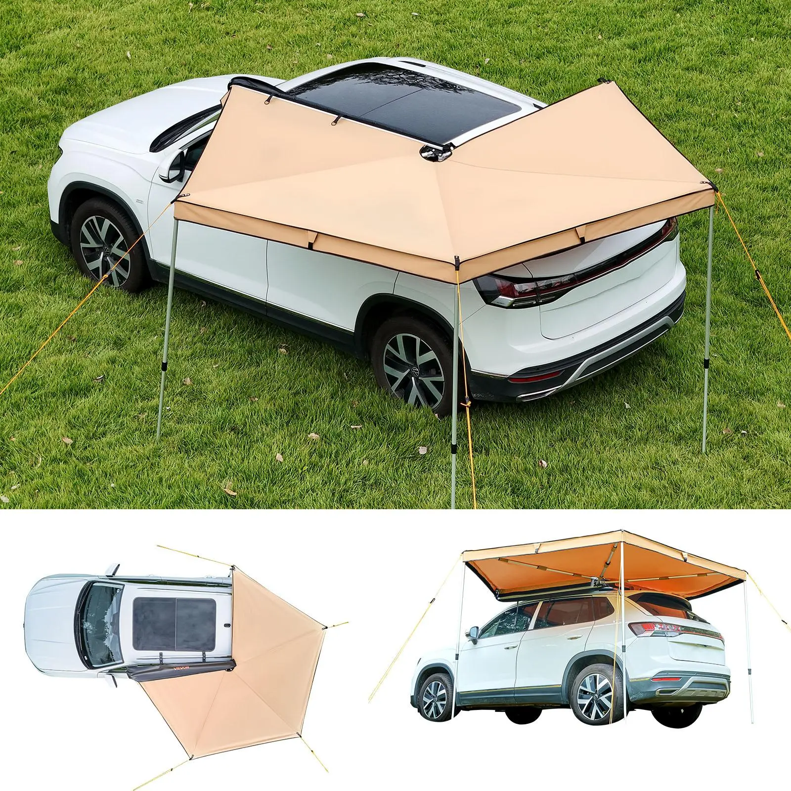 【SummerFinds】VEVOR 270 Degree Awning, 52 sq.ft Driver Side Vehicle Awning, Waterproof UV50+ Car Side Awnings with Carry Bag, All-Weather Free-Standing Overland Awnings Car Shelter for SUV Van Truck Camping