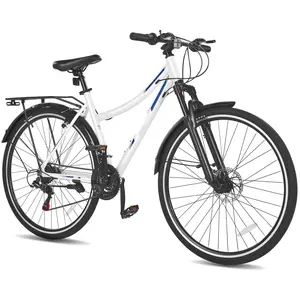Men's Hybrid Bike - Urban City Commuter Bicycle 700C Wheel, 21-Speed Shimano Gearing, Lightweight Aluminum Frame, Comfortable Upright Riding, Easy Daily Commute, Fitness Riding, All Weather Versatile Everyday Bike