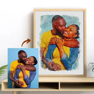 Custom Portrait of Yourself in Watercolor Framed Matte Paper 8x10" Decor Poster Cartoon Wall Decor Print Ornaments