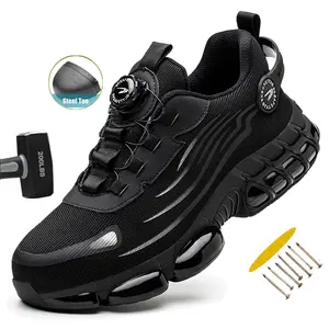 New Safety Boots Men Rotary Buckle Work Indestructible Shoes Sneakers Steel Toe Protective Boots Anti-smash Anti-puncture workout sneaker