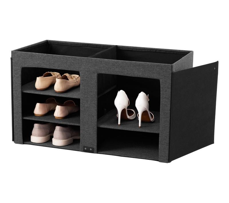 Seville Classics 6-Bin Tufted Entryway Shoe Storage Bench